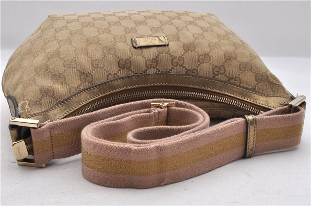 Auth GUCCI Sherry Line Shoulder Cross Bag GG Canvas Leather 181092 Beige 8718C