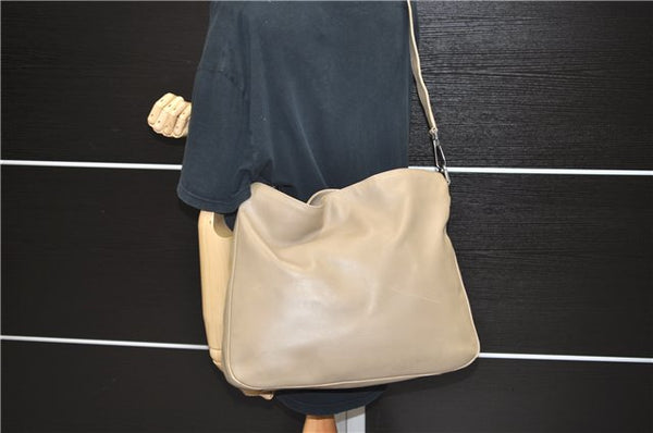 Authentic GUCCI Bamboo 2Way Shoulder Hand Bag Leather 0011577 Beige 8720C