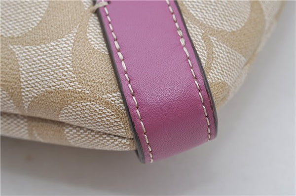 Authentic COACH Signature Shoulder Cross Body Bag PVC Leather F15704 Beige 8721F