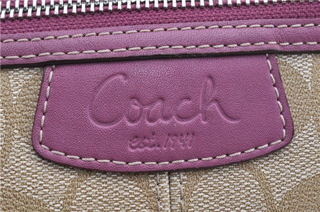 Authentic COACH Signature Shoulder Cross Body Bag PVC Leather F15704 Beige 8721F