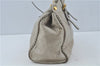 Authentic Prada Leather Hand Tote Bag Light Gray Ivory 8729B