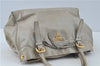 Authentic Prada Leather Hand Tote Bag Light Gray Ivory 8729B