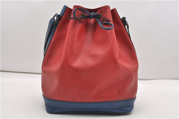 Authentic Louis Vuitton Epi Noe Bi-color Red x Blue M44084 Drawstring Bag 8732F