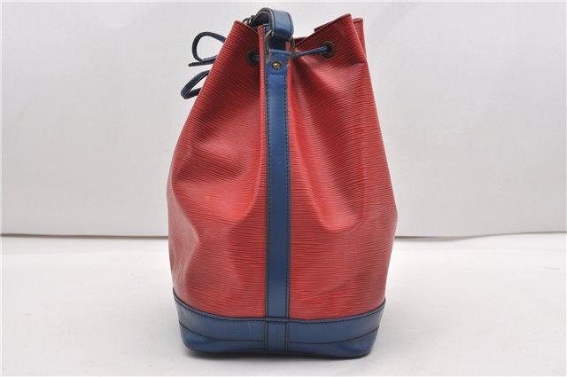 Authentic Louis Vuitton Epi Noe Bi-color Red x Blue M44084 Drawstring Bag 8732F