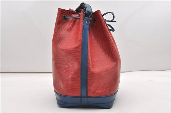 Authentic Louis Vuitton Epi Noe Bi-color Red x Blue M44084 Drawstring Bag 8732F