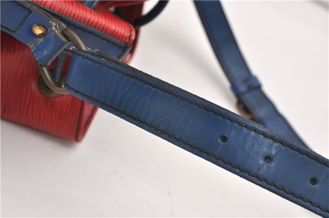 Authentic Louis Vuitton Epi Noe Bi-color Red x Blue M44084 Drawstring Bag 8732F