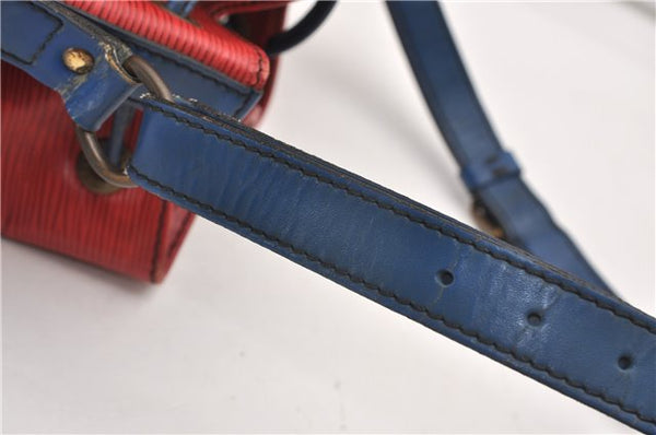 Authentic Louis Vuitton Epi Noe Bi-color Red x Blue M44084 Drawstring Bag 8732F