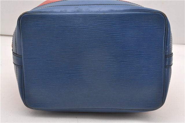 Authentic Louis Vuitton Epi Noe Bi-color Red x Blue M44084 Drawstring Bag 8732F
