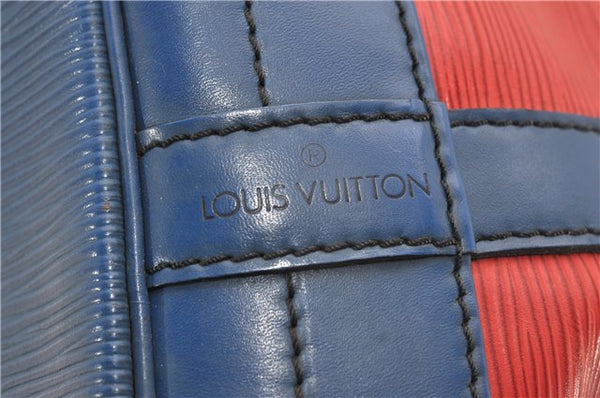 Authentic Louis Vuitton Epi Noe Bi-color Red x Blue M44084 Drawstring Bag 8732F