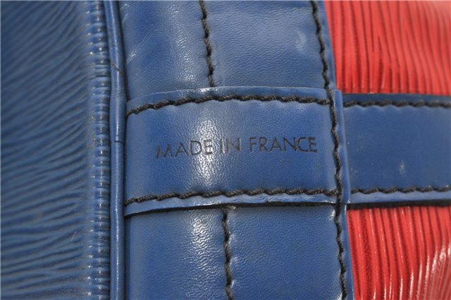 Authentic Louis Vuitton Epi Noe Bi-color Red x Blue M44084 Drawstring Bag 8732F