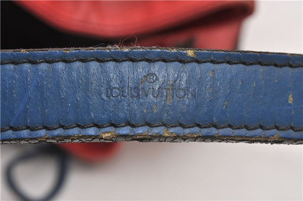 Authentic Louis Vuitton Epi Noe Bi-color Red x Blue M44084 Drawstring Bag 8732F