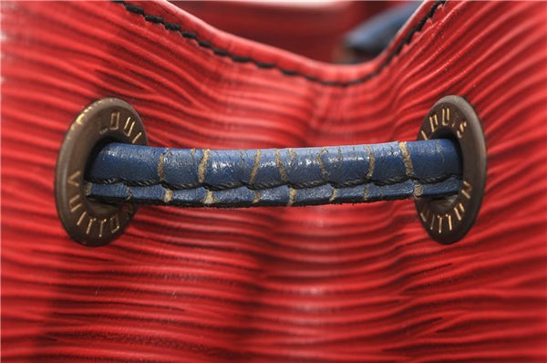 Authentic Louis Vuitton Epi Noe Bi-color Red x Blue M44084 Drawstring Bag 8732F
