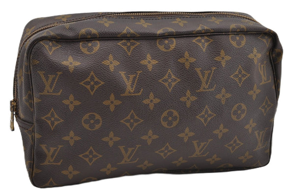 Auth Louis Vuitton Monogram Trousse Toilette 28 Clutch Hand Bag M47522 LV 8735F