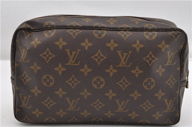 Auth Louis Vuitton Monogram Trousse Toilette 28 Clutch Hand Bag M47522 LV 8735F