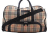 Authentic BURBERRY GOLF Nova Check 2Way Travel Boston Bag Nylon Beige 8738D