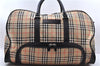 Authentic BURBERRY GOLF Nova Check 2Way Travel Boston Bag Nylon Beige 8738D