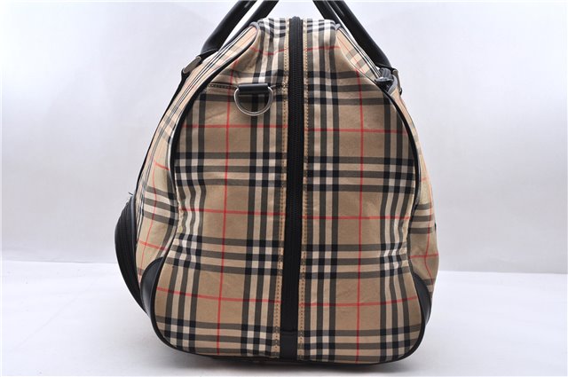 Authentic BURBERRY GOLF Nova Check 2Way Travel Boston Bag Nylon Beige 8738D