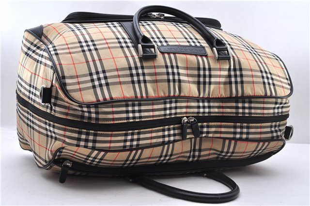 Authentic BURBERRY GOLF Nova Check 2Way Travel Boston Bag Nylon Beige 8738D