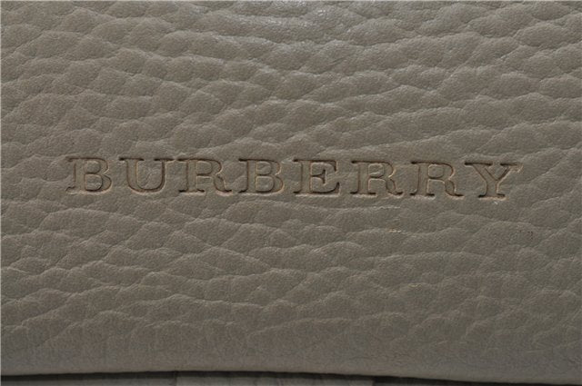 Authentic BURBERRY Vintage Leather Shoulder Cross Body Bag Gray 8741D