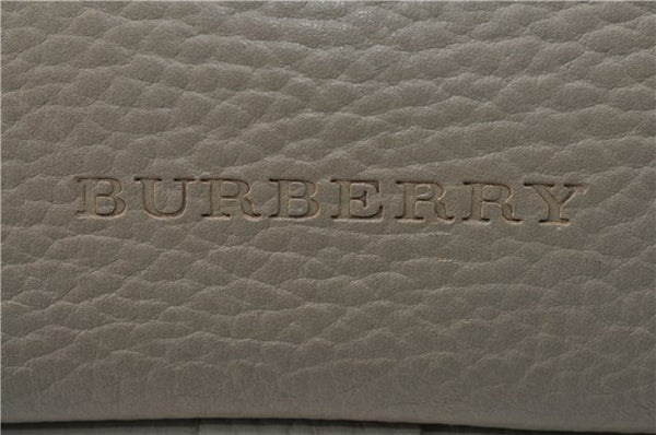 Authentic BURBERRY Vintage Leather Shoulder Cross Body Bag Gray 8741D