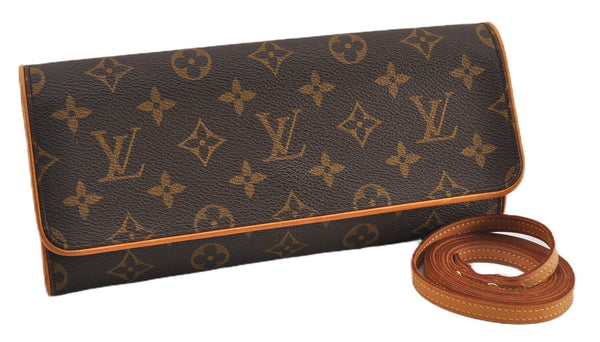 Authentic Louis Vuitton Monogram Pochette Twin GM Shoulder Bag M51852 LV 8741F