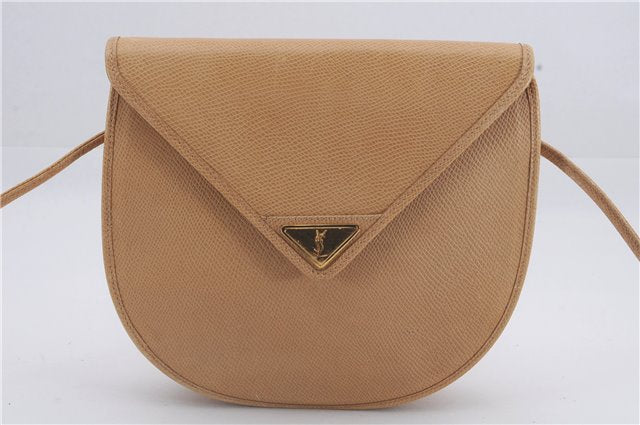 Authentic YVES SAINT LAURENT Shoulder Cross Body Bag Leather Beige 8743D