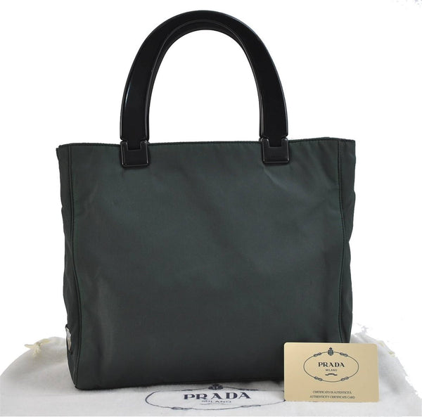 Authentic PRADA TESSUTO PLEX Plastic Nylon Hand Bag Purse B8364 Green 8747C