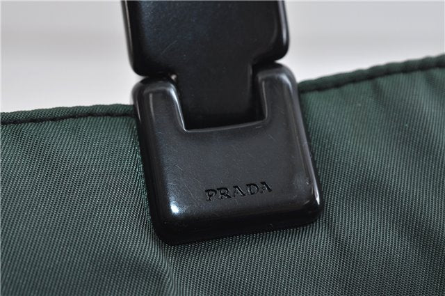 Authentic PRADA TESSUTO PLEX Plastic Nylon Hand Bag Purse B8364 Green 8747C