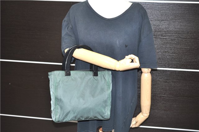 Authentic PRADA TESSUTO PLEX Plastic Nylon Hand Bag Purse B8364 Green 8747C