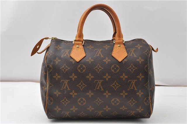 Authentic Louis Vuitton Monogram Speedy 25 Boston Hand Bag M41528 LV 8748F