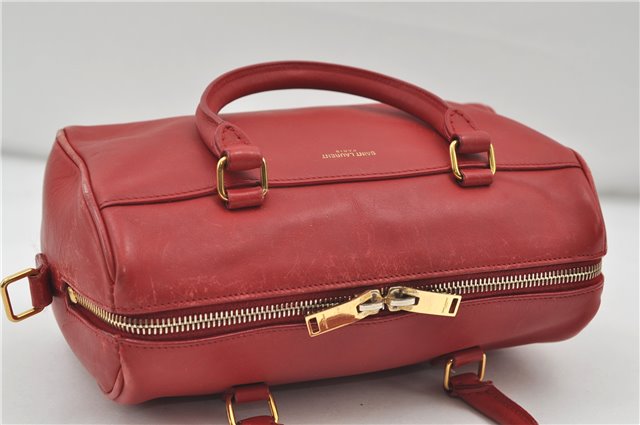 Auth SAINT LAURENT Baby Duffle 2Way Shoulder Hand Bag Purse Leather Red 8749D