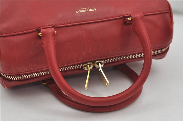 Auth SAINT LAURENT Baby Duffle 2Way Shoulder Hand Bag Purse Leather Red 8749D