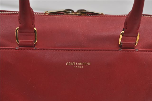 Auth SAINT LAURENT Baby Duffle 2Way Shoulder Hand Bag Purse Leather Red 8749D