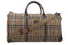 Authentic Burberrys Vintage Check PVC Leather 2Way Travel Boston Bag Beige 8752D