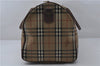 Authentic Burberrys Vintage Check PVC Leather 2Way Travel Boston Bag Beige 8752D