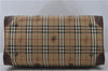 Authentic Burberrys Vintage Check PVC Leather 2Way Travel Boston Bag Beige 8752D