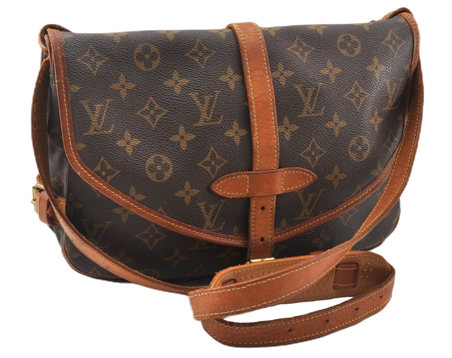 Authentic Louis Vuitton Monogram Saumur 30 Shoulder Cross Bag M42256 LV 8752F