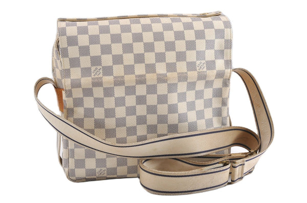 Authentic Louis Vuitton Damier Azur Naviglio Shoulder Cross Bag N51189 LV 8758F