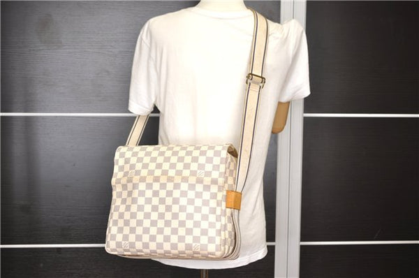 Authentic Louis Vuitton Damier Azur Naviglio Shoulder Cross Bag N51189 LV 8758F