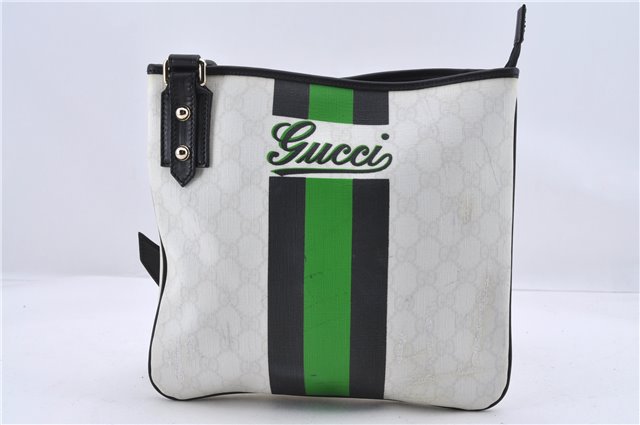 Authentic GUCCI Joy Line Shoulder Cross Bag GG PVC Leather 257246 White 8760C
