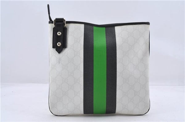 Authentic GUCCI Joy Line Shoulder Cross Bag GG PVC Leather 257246 White 8760C