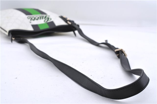 Authentic GUCCI Joy Line Shoulder Cross Bag GG PVC Leather 257246 White 8760C