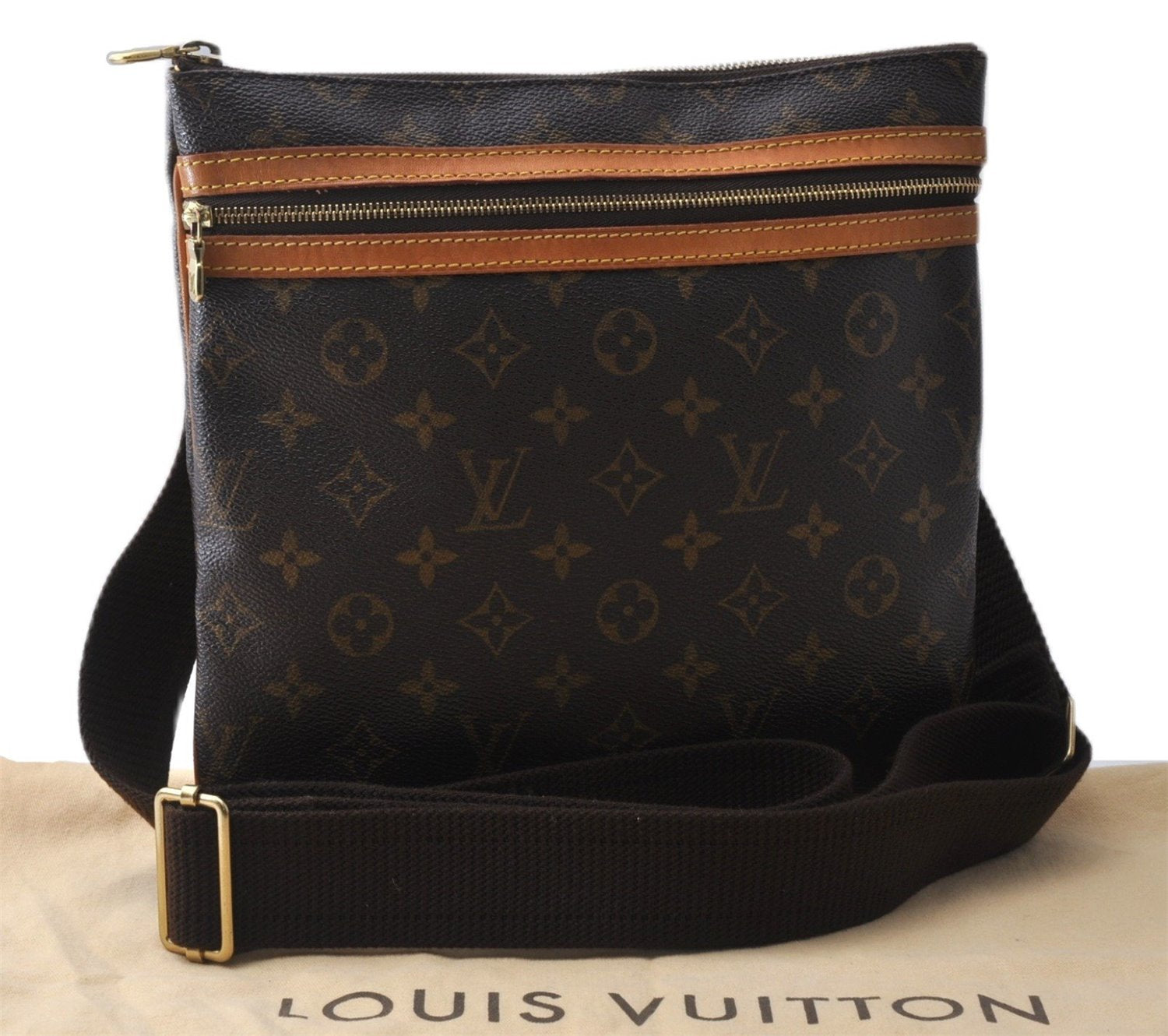Auth Louis Vuitton Monogram Pochette Bosphore Shoulder Cross Bag M40044 LV 8762F