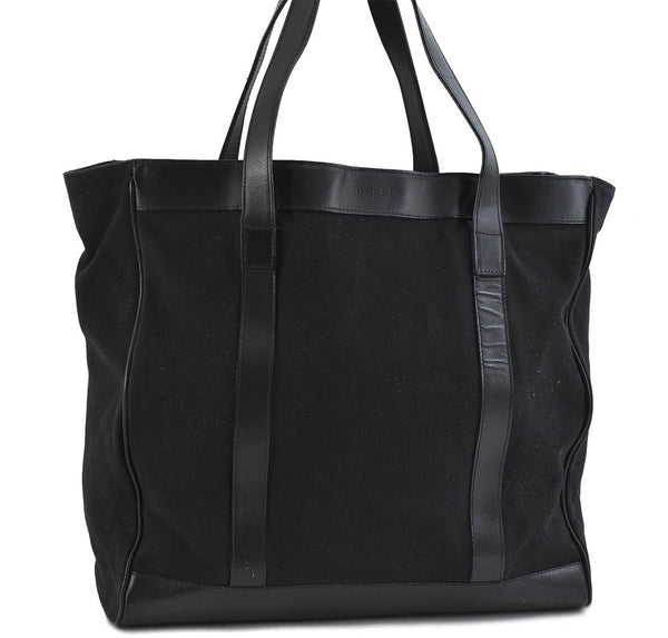 Authentic GUCCI Shoulder Tote Bag Canvas Leather 91384 Black 8772C