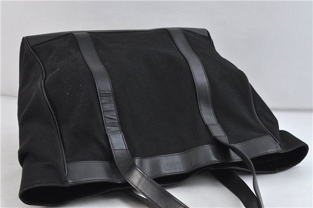 Authentic GUCCI Shoulder Tote Bag Canvas Leather 91384 Black 8772C