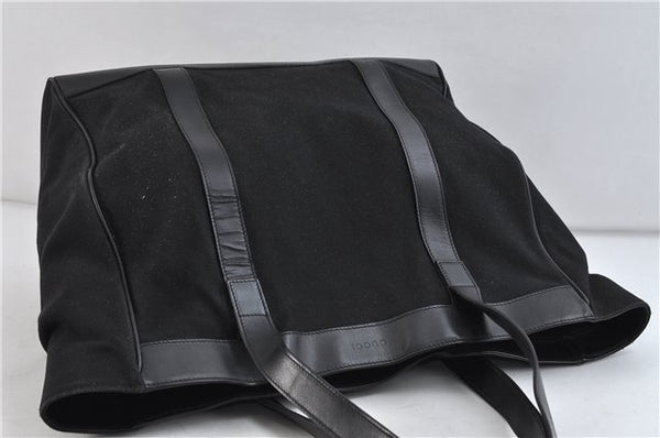 Authentic GUCCI Shoulder Tote Bag Canvas Leather 91384 Black 8772C