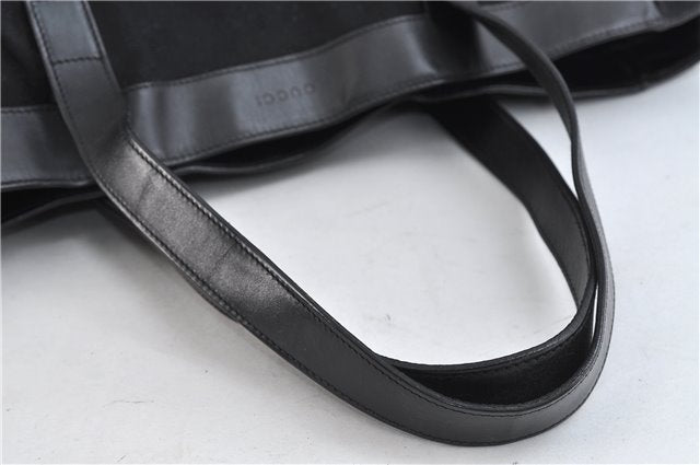 Authentic GUCCI Shoulder Tote Bag Canvas Leather 91384 Black 8772C