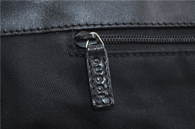 Authentic GUCCI Shoulder Tote Bag Canvas Leather 91384 Black 8772C