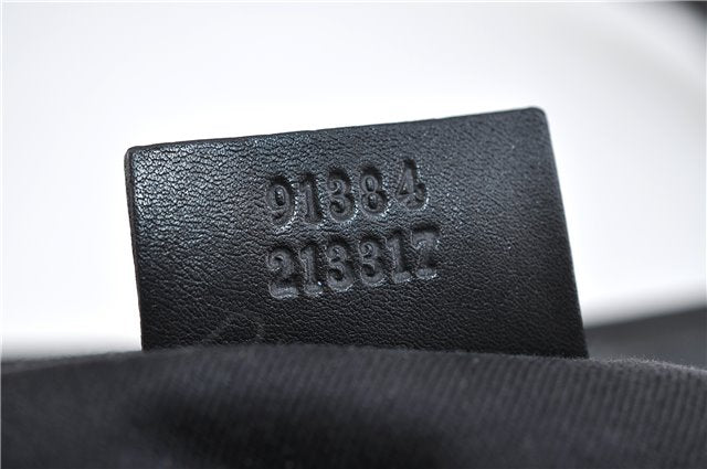 Authentic GUCCI Shoulder Tote Bag Canvas Leather 91384 Black 8772C