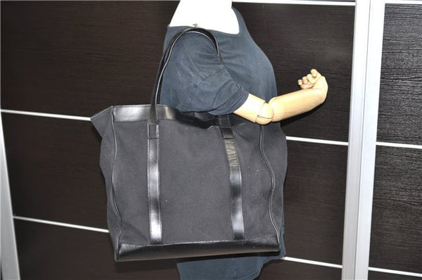 Authentic GUCCI Shoulder Tote Bag Canvas Leather 91384 Black 8772C